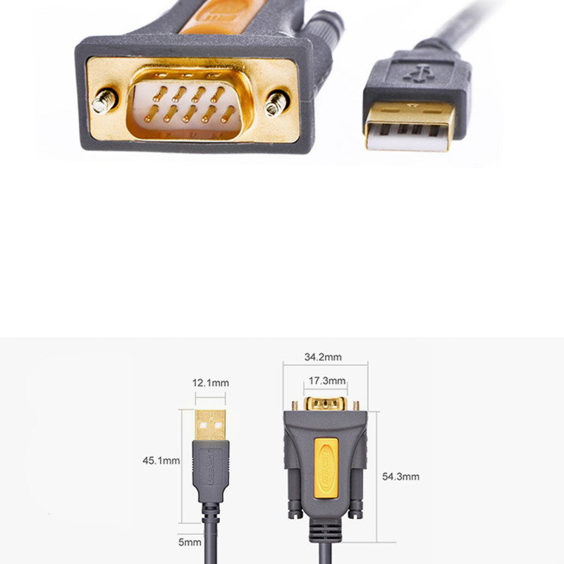 Adapterio adapterio laidas USB-A - DB9 RS-232 1,5m pilkas
