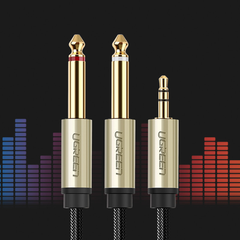 Kabelio garso kabelio mini lizdas 3,5 mm - 2 x lizdas 6,35 mm 2 m pilka