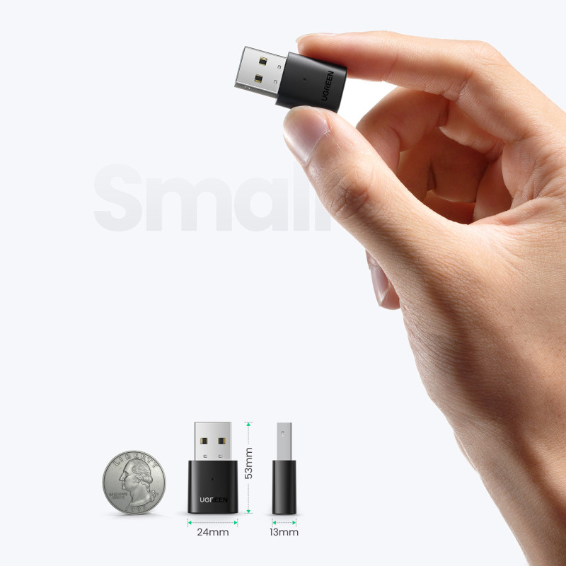 Bluetooth 5.0 USB-A siųstuvo ir imtuvo adapteris, juodas