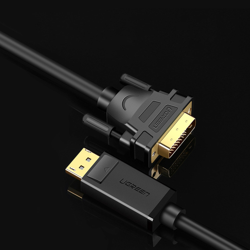 DisplayPort – DVI kabelis, 2m, paauksuoti juodi kištukai