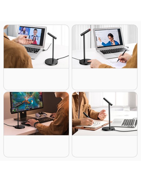 Stalinis mikrofonas nešiojamam kompiuteriui USB Type C juodas Stalinis mikrofonas nešiojamam kompiuteriui USB Type C juodas