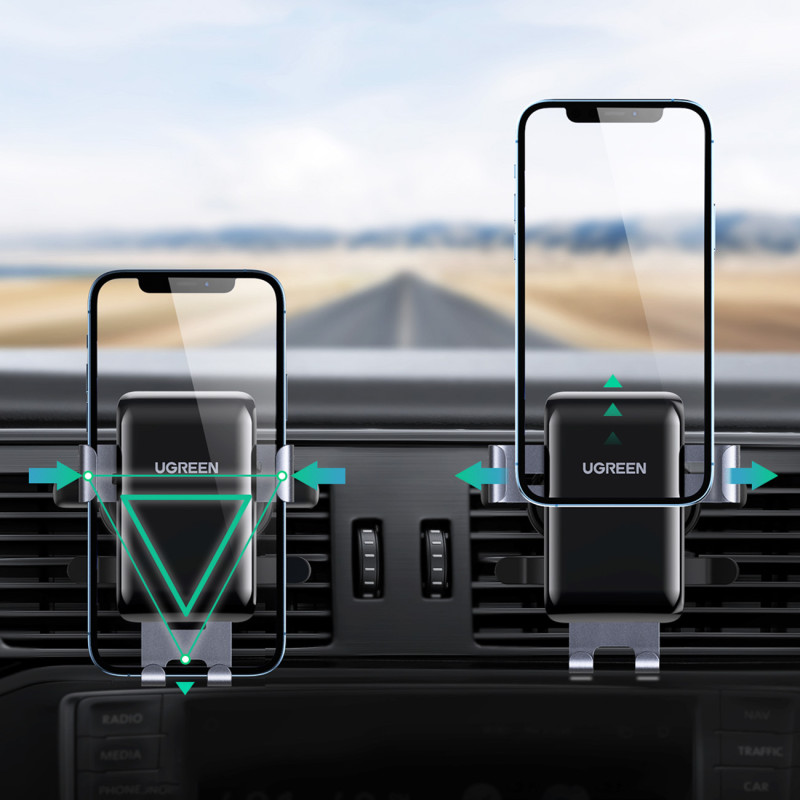 Gravity automobilinis telefono laikiklis - apvalus tinklelis, pilkas