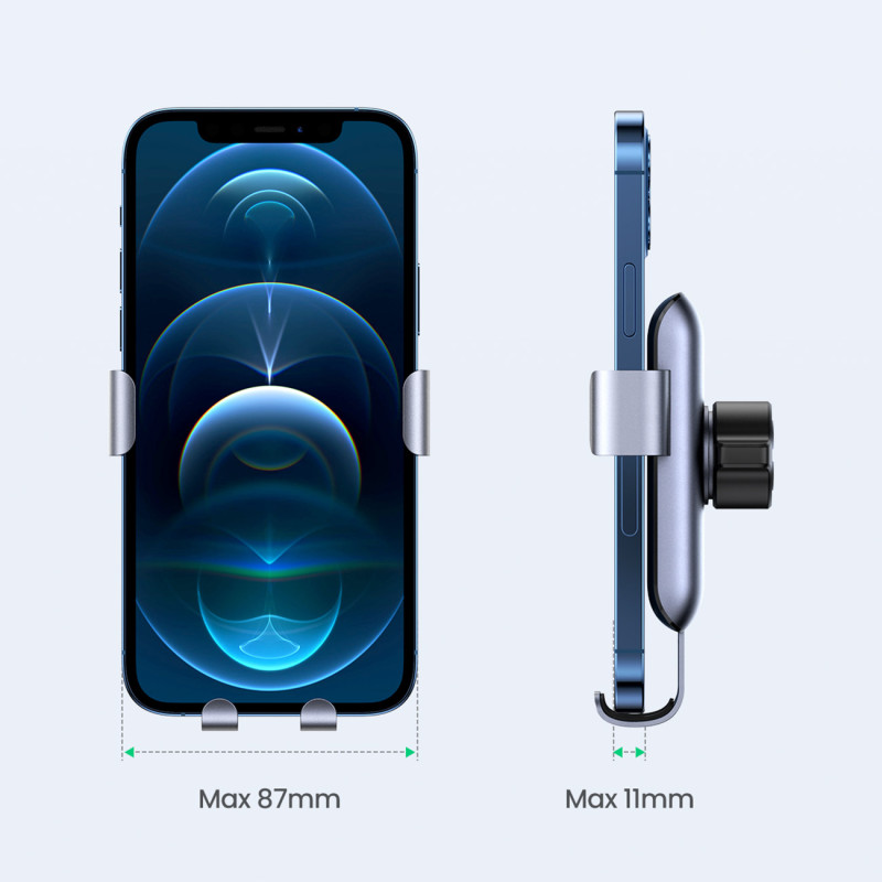 Gravity automobilinis telefono laikiklis - apvalus tinklelis, pilkas