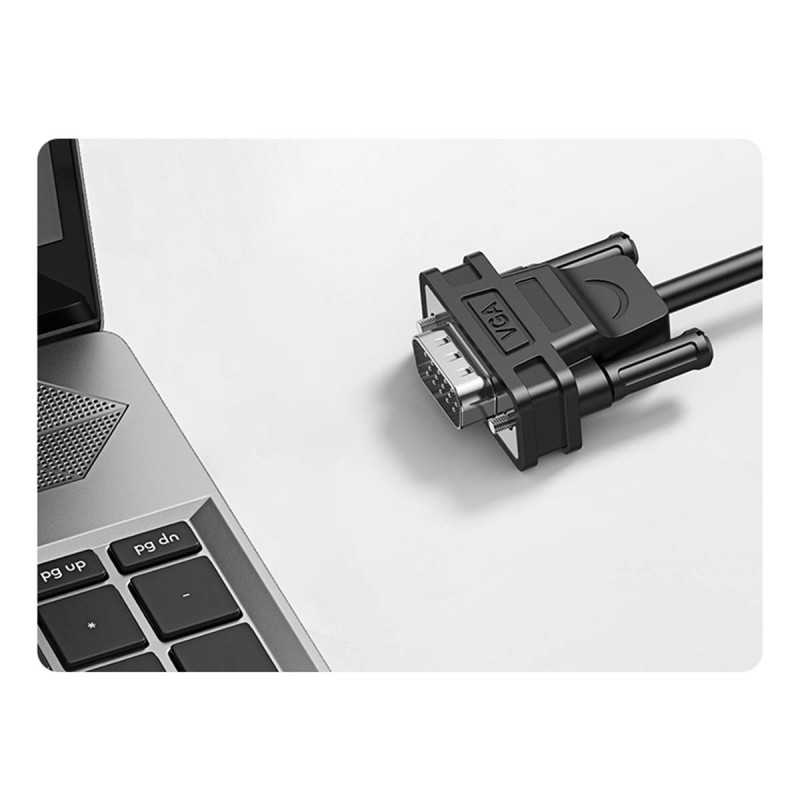 VGA į HDMI adapteris, 15 cm, juodas