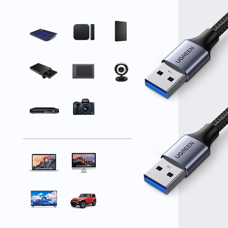 TPE pintas kabelis USB 3.0 5Gb/ s 1m, pilkas