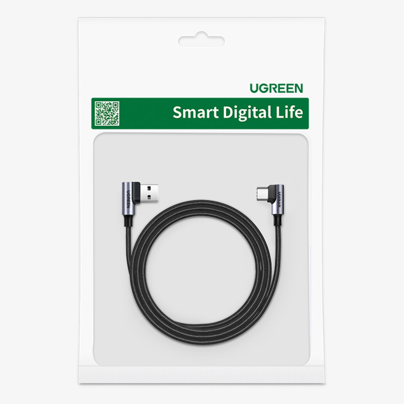 Kampinis USB-C - USB 2.0 laidas 480Mb/ s 3A 3m juodas