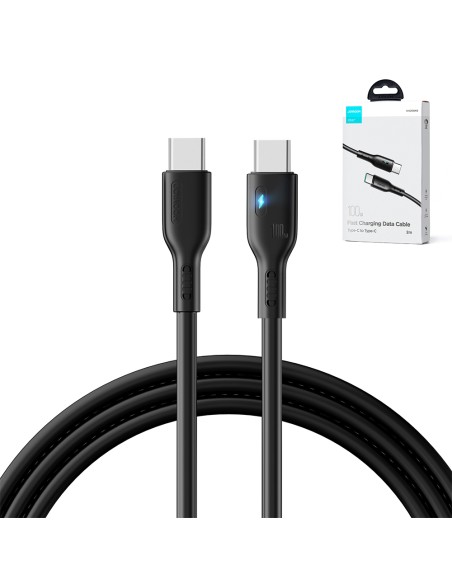 
USB-C laidas su LED 100W, 2m, juodas
