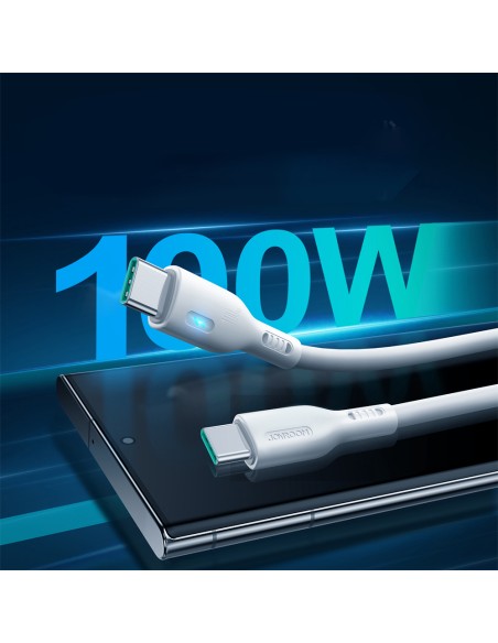 
USB-C laidas su LED 100W, 2m, baltas
