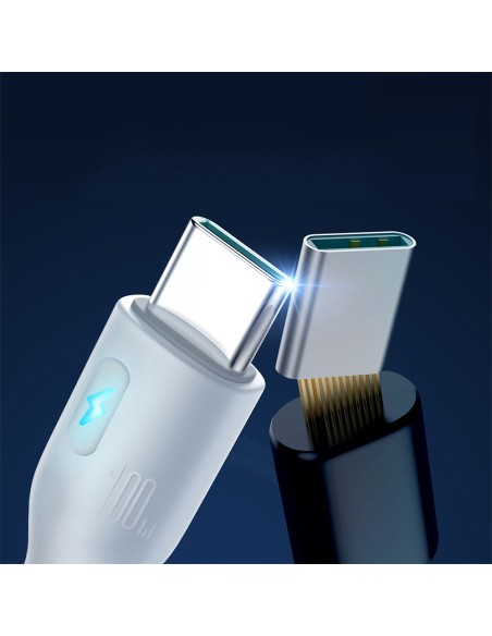 
USB-C laidas su LED 100W, 2m, baltas
