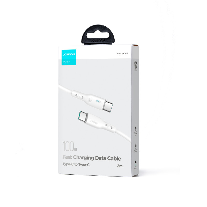 
USB-C laidas su LED 100W, 2m, baltas
