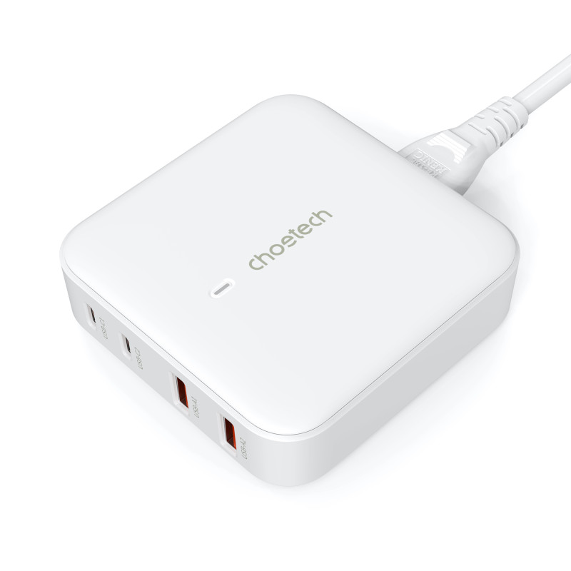 Galingas GaN 100W sieninis įkroviklis 2x USB-A 2x USB-C baltas