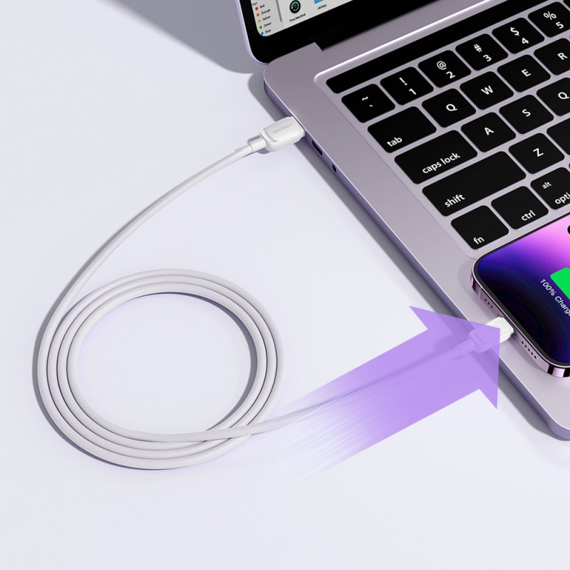 Kabelis iPhone Lightning - USB 2.4A 1.2m baltas