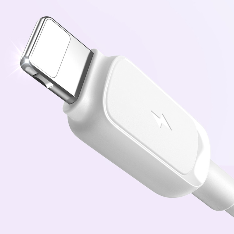 Kabelis iPhone Lightning - USB 2.4A 1.2m baltas