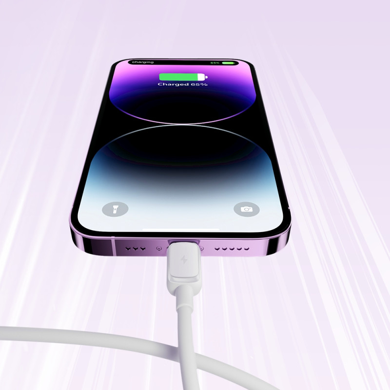 Kabelis iPhone Lightning - USB 2.4A 1.2m baltas