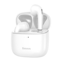 Belaidės Bluetooth 5.0 TWS į ausis įdedamos ausinės, atsparios vandeniui IPX5 E8 baltos spalvos