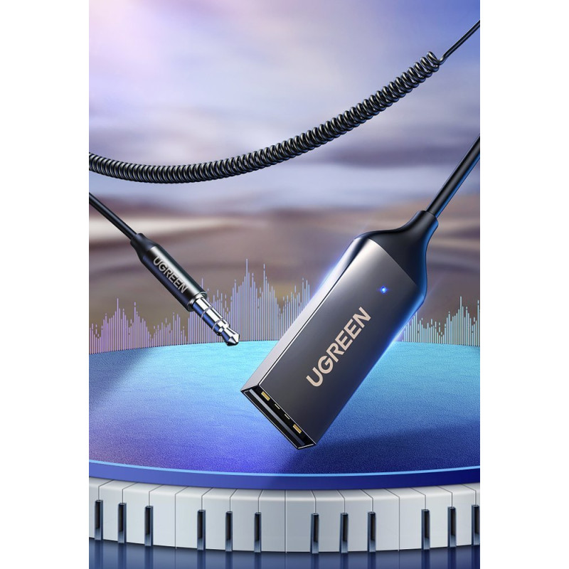 Garso imtuvas Bluetooth 5.3 garso adapteris, USB AUX lizdo laidas, juodas