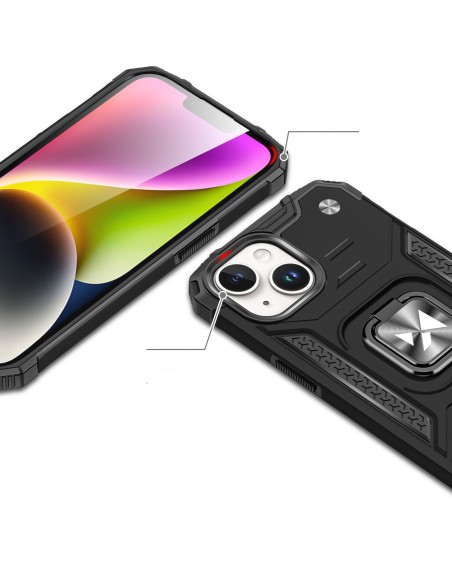 
Šarvuotas dėklas su pirštų laikikliu iPhone 15 Plus Ring Armor, raudonas
