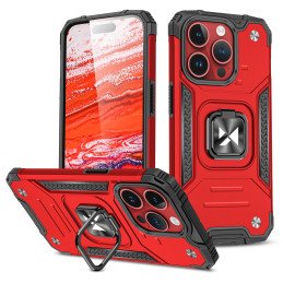 
Raudonas šarvuotas dėklas su pirštų laikikliu iPhone 15 Pro Ring Armor
