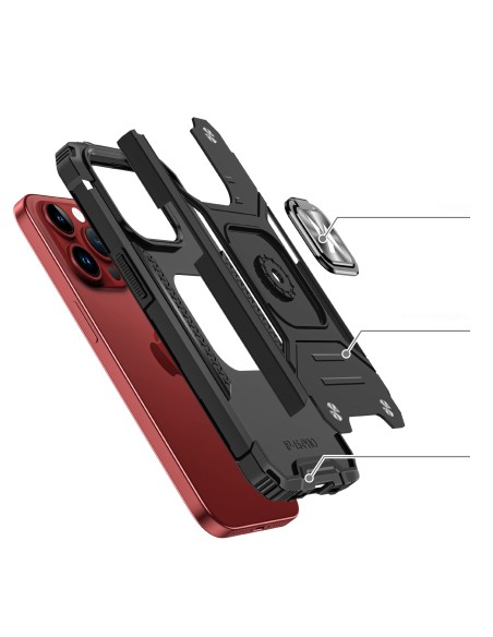 Raudonas šarvuotas dėklas su pirštų laikikliu iPhone 15 Pro Ring Armor
 
Raudonas šarvuotas dėklas su pirštų laikikliu iPhone 15 Pro Ring Armor