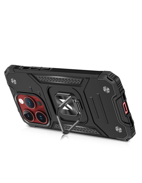 Raudonas šarvuotas dėklas su pirštų laikikliu iPhone 15 Pro Ring Armor
 
Raudonas šarvuotas dėklas su pirštų laikikliu iPhone 15 Pro Ring Armor