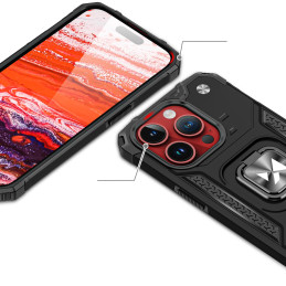 
Šarvuotas dėklas su pirštų laikikliu iPhone 15 Pro Max Ring Armor, juodas
