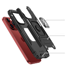 
Šarvuotas dėklas su pirštų laikikliu iPhone 15 Pro Max Ring Armor, juodas
