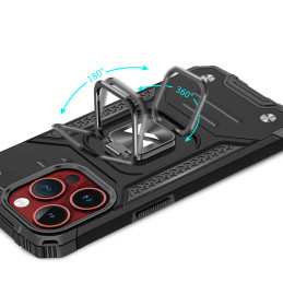 
Šarvuotas dėklas su pirštų laikikliu iPhone 15 Pro Max Ring Armor, juodas

