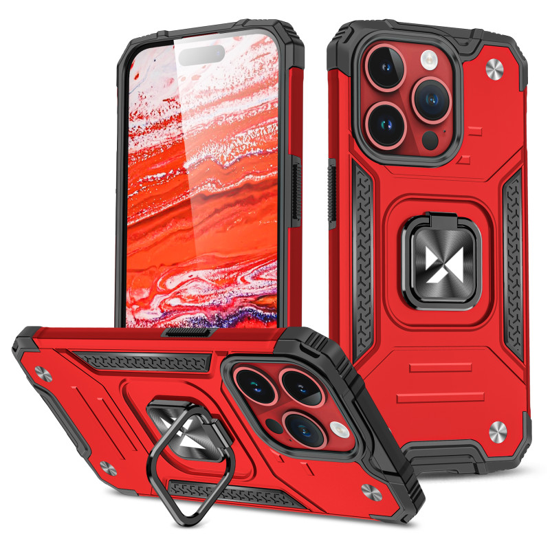 Šarvuotas dėklas su pirštų laikikliu iPhone 15 Pro Max Ring Armor, raudonas
Šarvuotas dėklas su pirštų laikikliu iPhone 15 Pro Max Ring Armor, raudonas