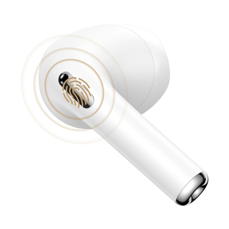 Belaidės Bluetooth 5.0 TWS į ausis įdedamos ausinės, atsparios vandeniui IPX5 E8 baltos spalvos