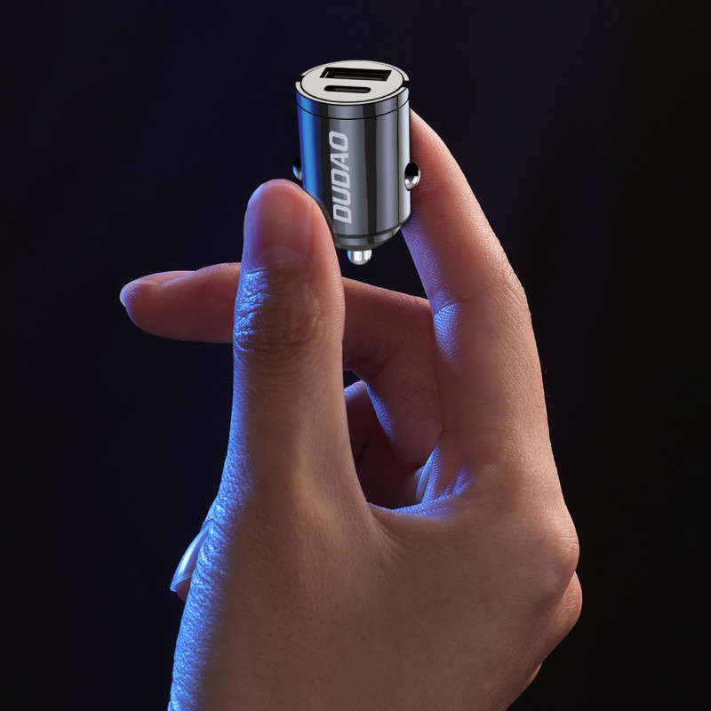 Mini automobilinis pakrovėjas cigarečių degiklio lizdui 48W QC PD, juodas