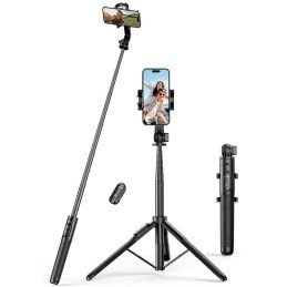 
Selfie lazda, teleskopinė telefono lazda su stovu ir Bluetooth nuotolinio valdymo pulteliu, 1,5 m, juoda
