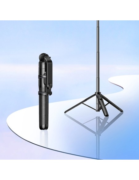 
Selfie lazda, teleskopinė telefono lazda su stovu ir Bluetooth nuotolinio valdymo pulteliu, 1,5 m, juoda
