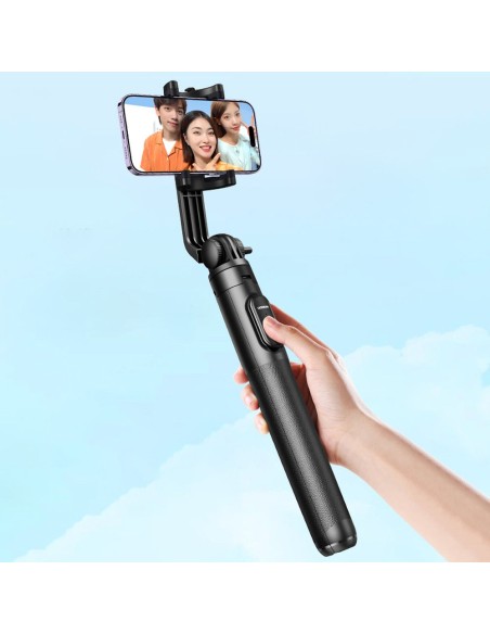 
Selfie lazda, teleskopinė telefono lazda su stovu ir Bluetooth nuotolinio valdymo pulteliu, 1,5 m, juoda
