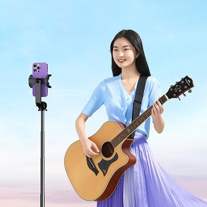 
Selfie lazda, teleskopinė telefono lazda su stovu ir Bluetooth nuotolinio valdymo pulteliu, 1,5 m, juoda
