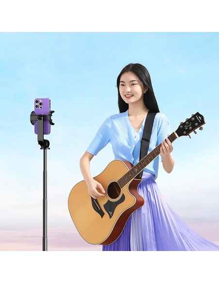 
Selfie lazda, teleskopinė telefono lazda su stovu ir Bluetooth nuotolinio valdymo pulteliu, 1,5 m, juoda
