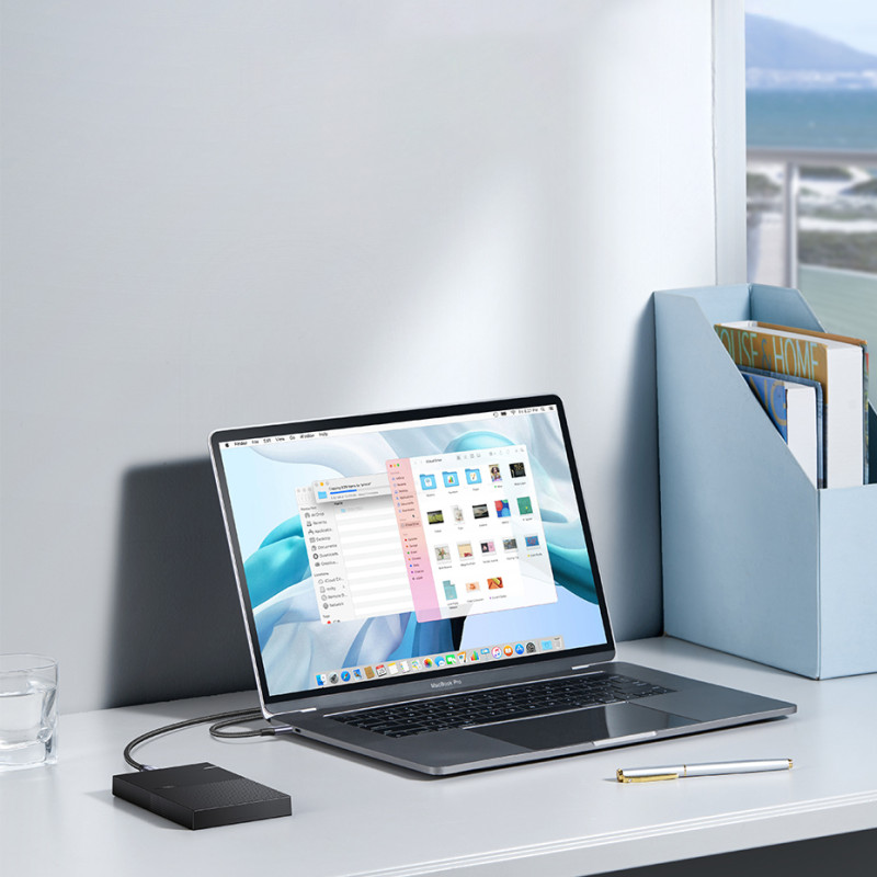 SSD disko laidas USB-C – micro USB-B 3.0 5Gb/ s 3A 1m pilkas