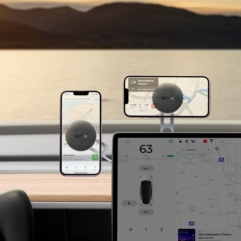 Magnetinis automobilinis telefono laikiklis T-Space kabinai, sidabrinis