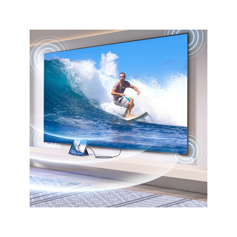 Micro HDMI – HDMI 2.1 8K adapterio laidas, 2m, pilkas