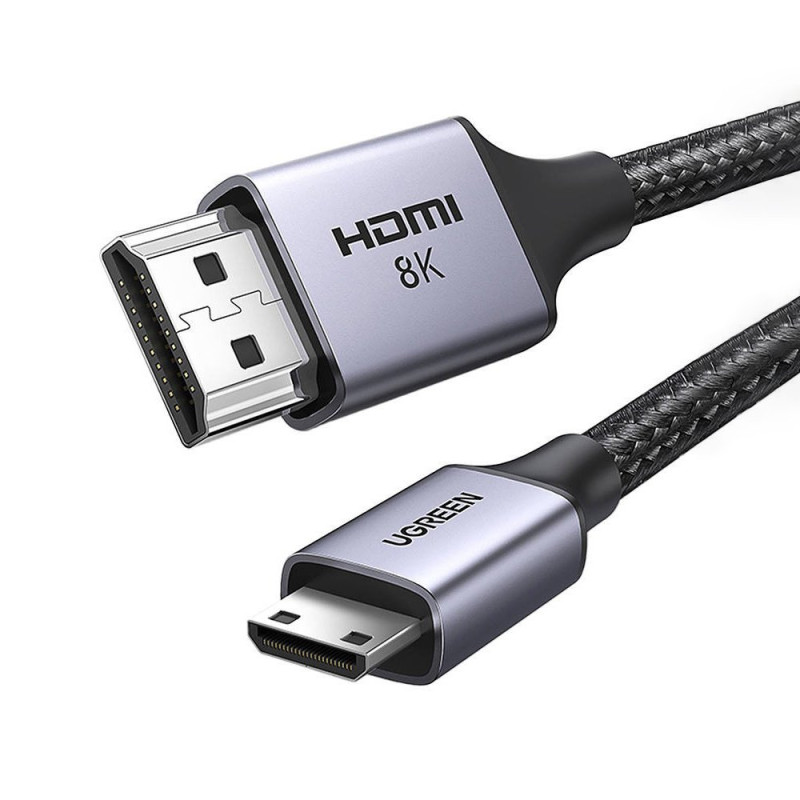 
Mini HDMI – HDMI 8K adapterio laidas, 2m, pilkas
