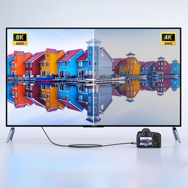 Mini HDMI – HDMI 8K adapterio laidas, 2m, pilkas