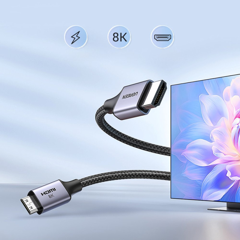 Mini HDMI – HDMI 8K adapterio laidas, 2m, pilkas