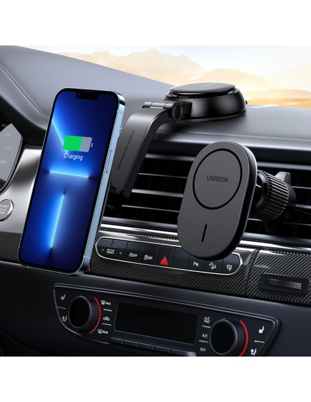 
MagSafe indukcinis automobilinis įkroviklis kabinai, langui, orlaidei, juodas
