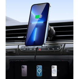 
MagSafe indukcinis automobilinis įkroviklis kabinai, langui, orlaidei, juodas
