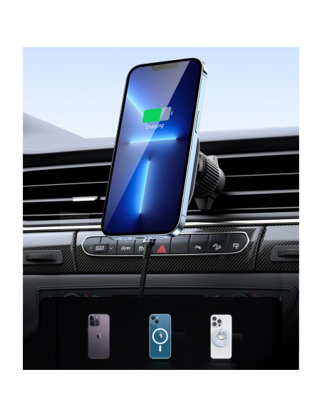 
MagSafe indukcinis automobilinis įkroviklis kabinai, langui, orlaidei, juodas
