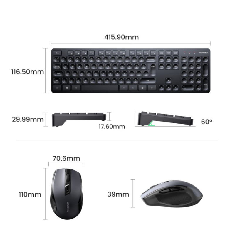 SET Belaidė kompiuterio pelė ir klaviatūra 2.4Ghz juoda