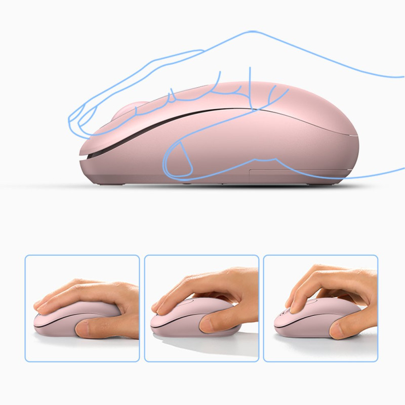 Belaidė pelė kompiuteriui USB 2.4GHz, rožinė
