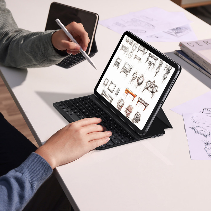 Dėklas su klaviatūra, skirta iPad Air 4/ 5 10,9" / iPad Pro 11" + USB-C laidas Brilliance Series juodas