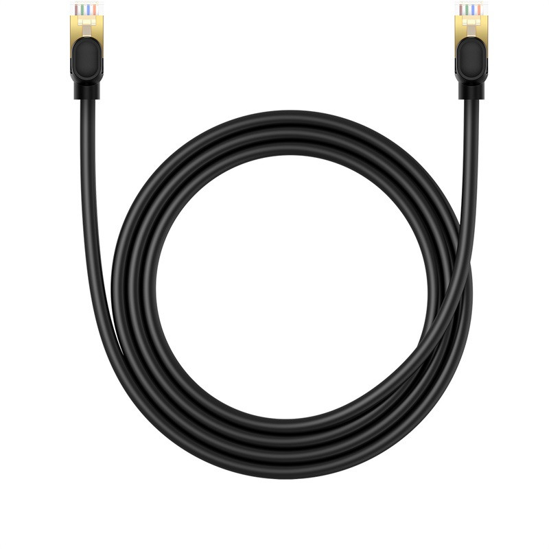 Greitas kabelis LAN Ethernet tinklo kabelis RJ-45 cat.8 40Gbps apvalus 1,5 m juodas