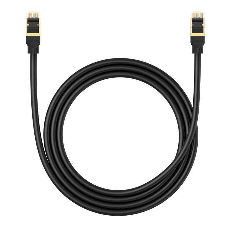Greitas kabelis LAN Ethernet tinklo kabelis RJ-45 cat.8 40Gbps apvalus 1,5 m juodas