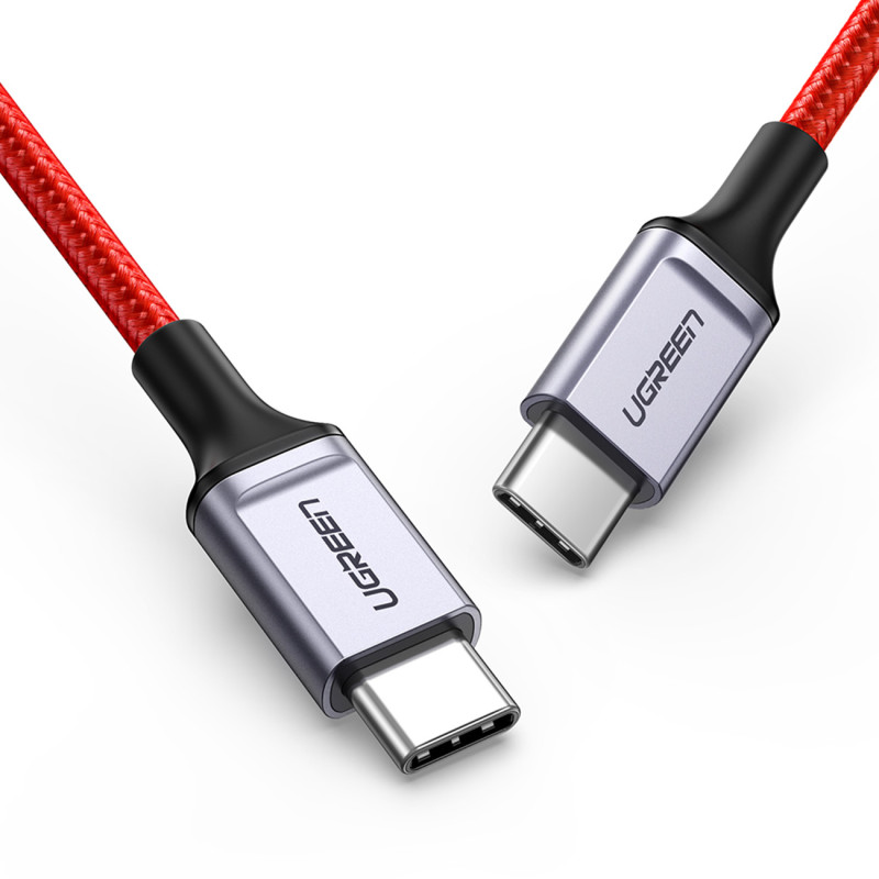 Pintas kabelis USB-C – USB-C 2.0 3A raudonas